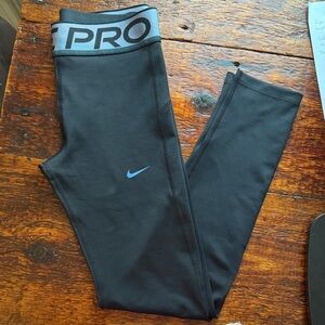Nike Kids Pro Black Leggings with Blue Accents